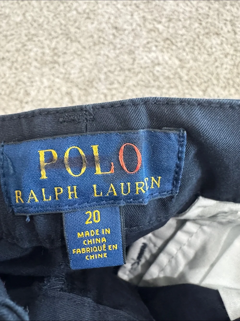 Ralph Lauren Navy Blue Men’s Chino Pants with Red Pony Logo